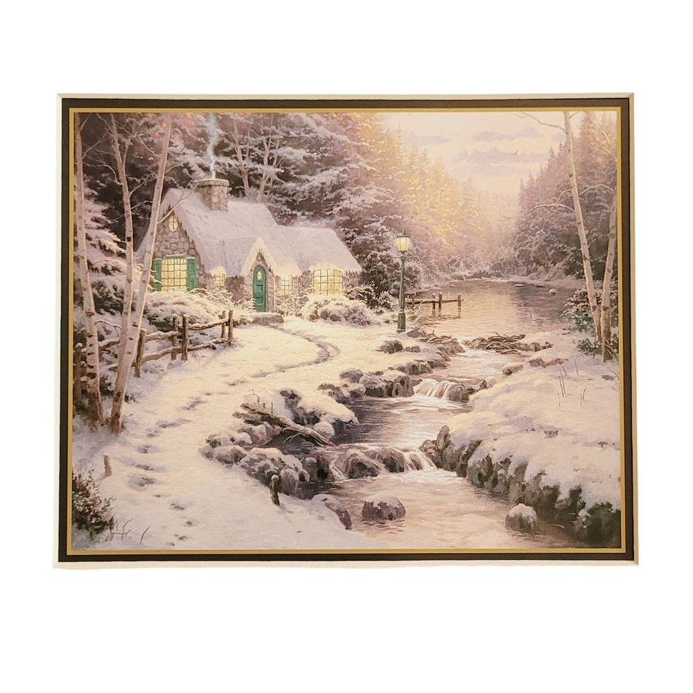 Thomas Kinkade Evening Glow Matted‎ Collectors Print Authenticity Letter Vintage